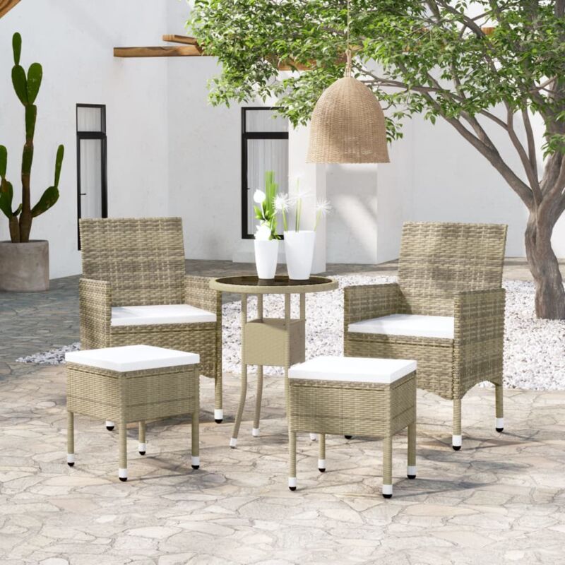 Vidaxl - Salon de jardin 5 pcs Résine tressée Beige