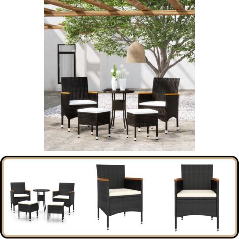Salon de jardin 5 pcs Résine tressée Noir - Ensemble Salon De Jardin - Mobilier De Jardin - Salon Extérieur - Table Basse - Chaises De Jardin