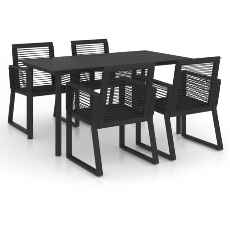 Salon de jardin 5 pcs Rotin PVC Noir 2