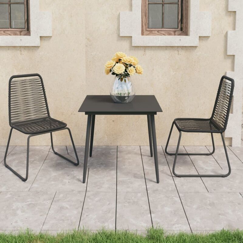 Vidaxl - Ensemble à manger de jardin 3 pcs pvc résine tressée noir