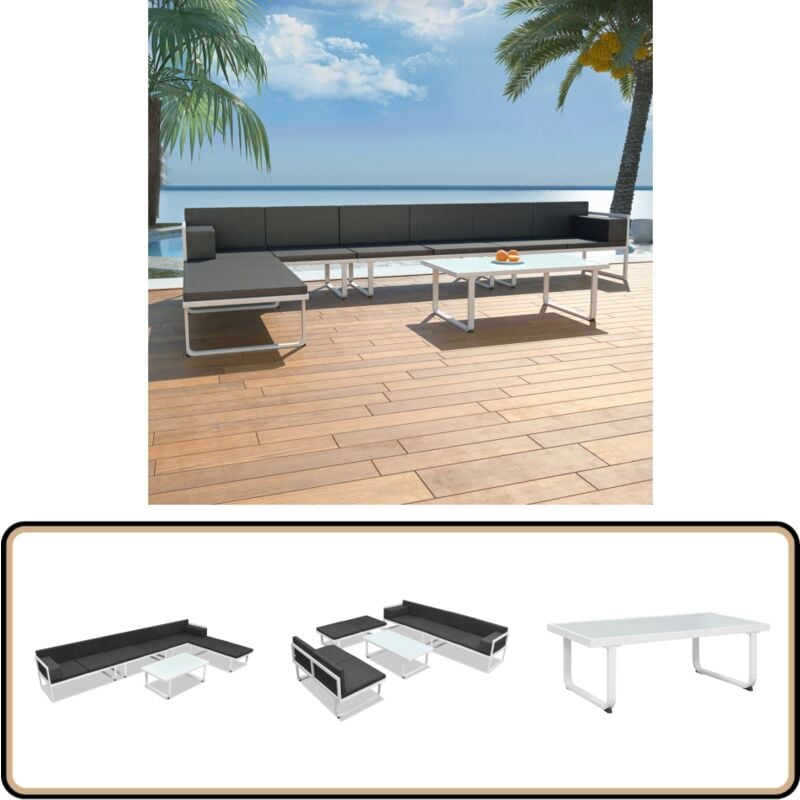 Salon de jardin 5 pcs Textilène Aluminium Noir - Salon De Jardin - Meubles De Jardin - Ensemble Salon De Jardin - Textile - Aluminium