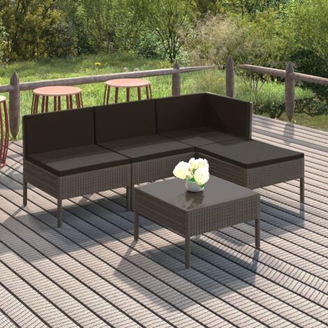 Salon de jardin 5 pcs,Mobilier de terrasse,Table et Chaise pour Relax avec coussins Résine tressée Gris -YZ524998