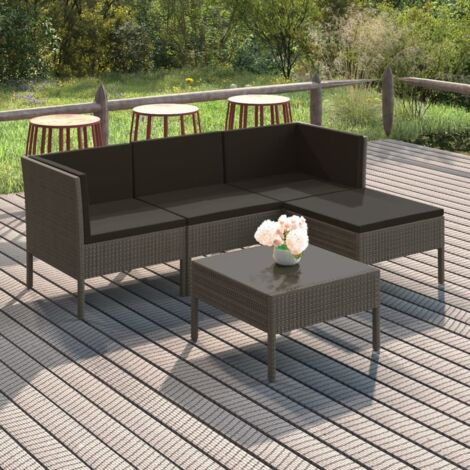 Salon de jardin 5 pcs,Mobilier de terrasse,Table et Chaise pour Relax avec coussins Résine tressée Gris -YZ709877