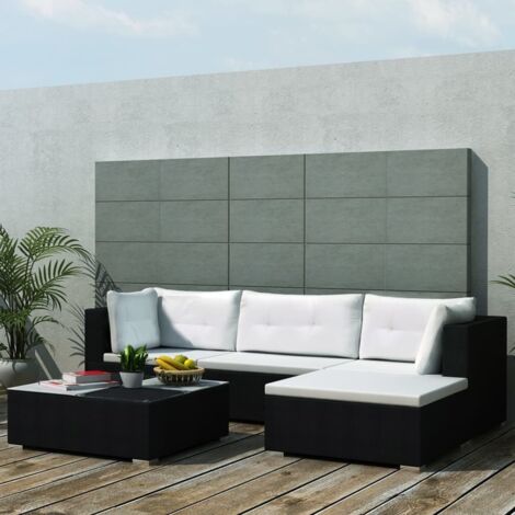 Salon de jardin 5 pcs,Mobilier de terrasse,Table et Chaise pour Relax avec coussins Résine tressée Noir -YZ484435