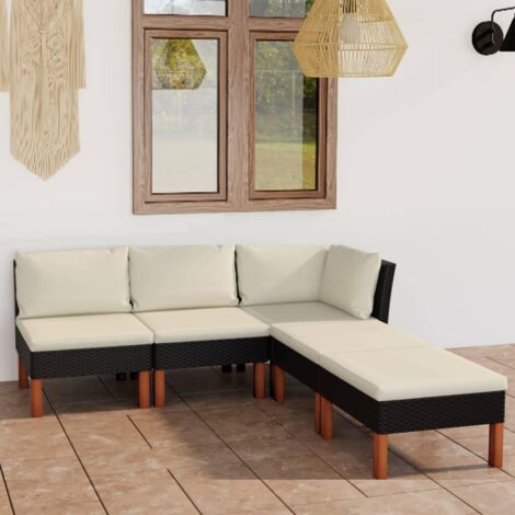 Salon de jardin 5 pcs,Mobilier de terrasse,Table et Chaise pour Relax avec coussins Résine tressée Noir -YZ545721