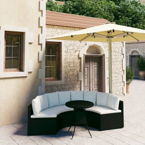 Salon de jardin 5 pcs,Mobilier de terrasse,Table et Chaise pour Relax avec coussins Résine tressée Noir -YZ671278