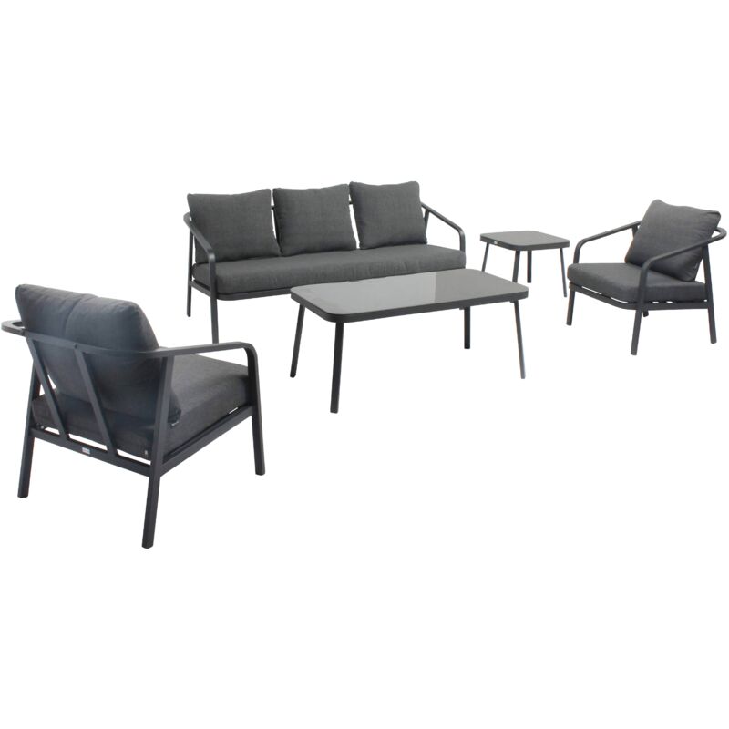 Salon de jardin 5 place en aluminium gris anthracite