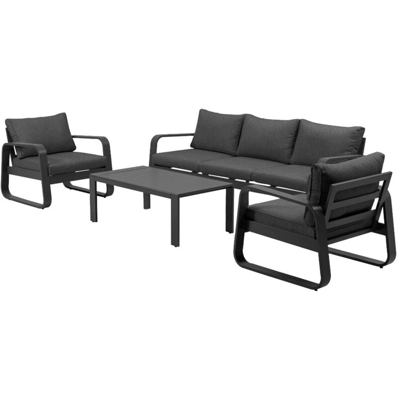 Salon de jardin 5 places gris foncé Auguste