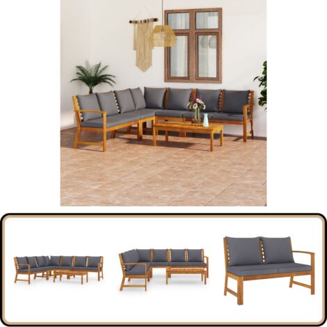 Salon de jardin 6 pcs avec coussin Bois d'acacia solide - Salon De Jardin - Meubles De Jardin - Mobilier De Jardin - Set Salon De Jardin - Acacia