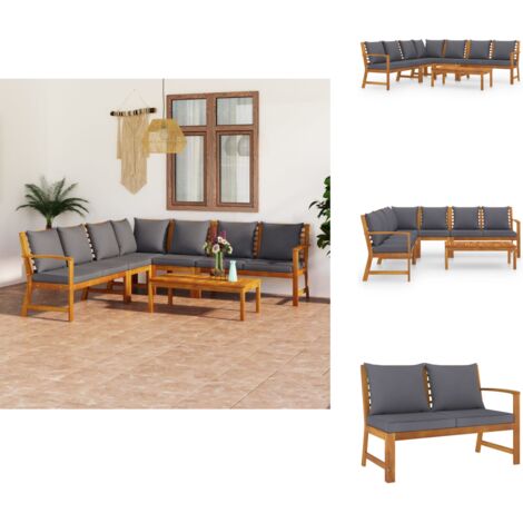 Salon de jardin 6 pcs avec coussin Bois d'acacia solide - Salon De Jardin - Meubles De Jardin - Mobilier De Jardin - Set Salon De Jardin - Acacia