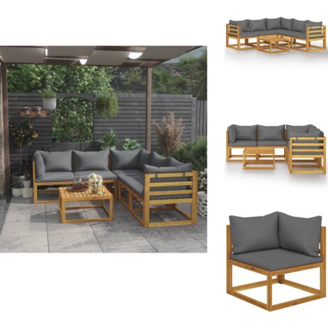 Salon de jardin 6 pcs avec coussin Bois d'acacia solide - Salon De Jardin - Mobilier De Jardin - Meubles De Jardin - Set De Salon De Jardin - Acacia