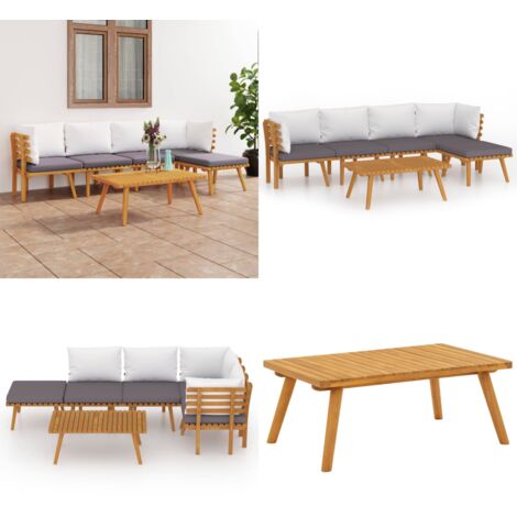 Salon de jardin 6 pcs avec coussins Bois d'acacia solide - Salon De Jardin - Meuble De Jardin - Ensemble De Salon - Mobilier De Jardin - Acacia - Home & Living