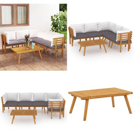 Salon de jardin 6 pcs avec coussins Bois d'acacia solide - Salon De Jardin - Meuble De Jardin - Ensemble De Salon - Mobilier De Jardin - Acacia - Home & Living