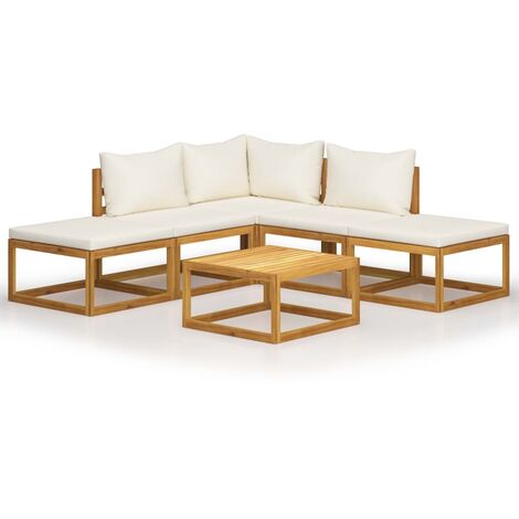 Salon de jardin 6 pcs avec coussins Bois d'acacia solide vidaXL