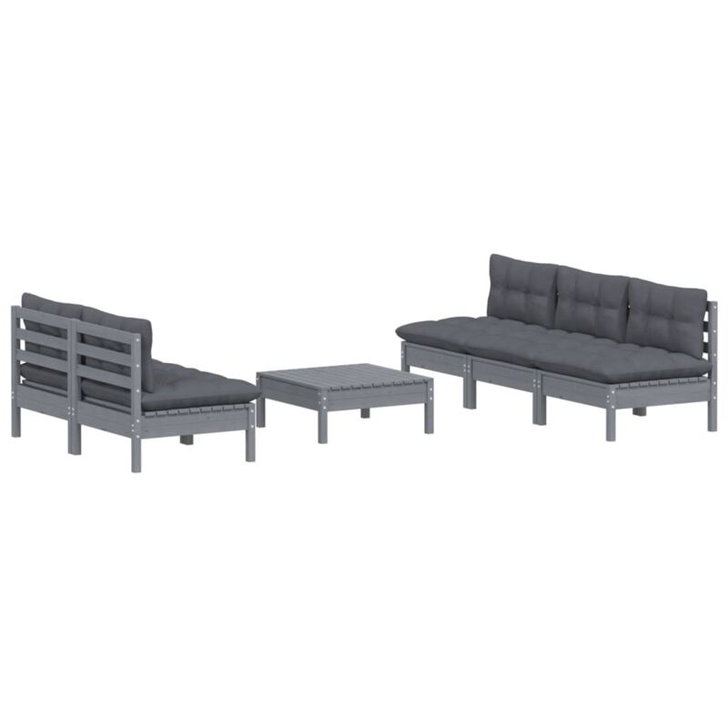 Vidaxl - Salon de jardin 6 pcs avec coussins anthracite bois de pin