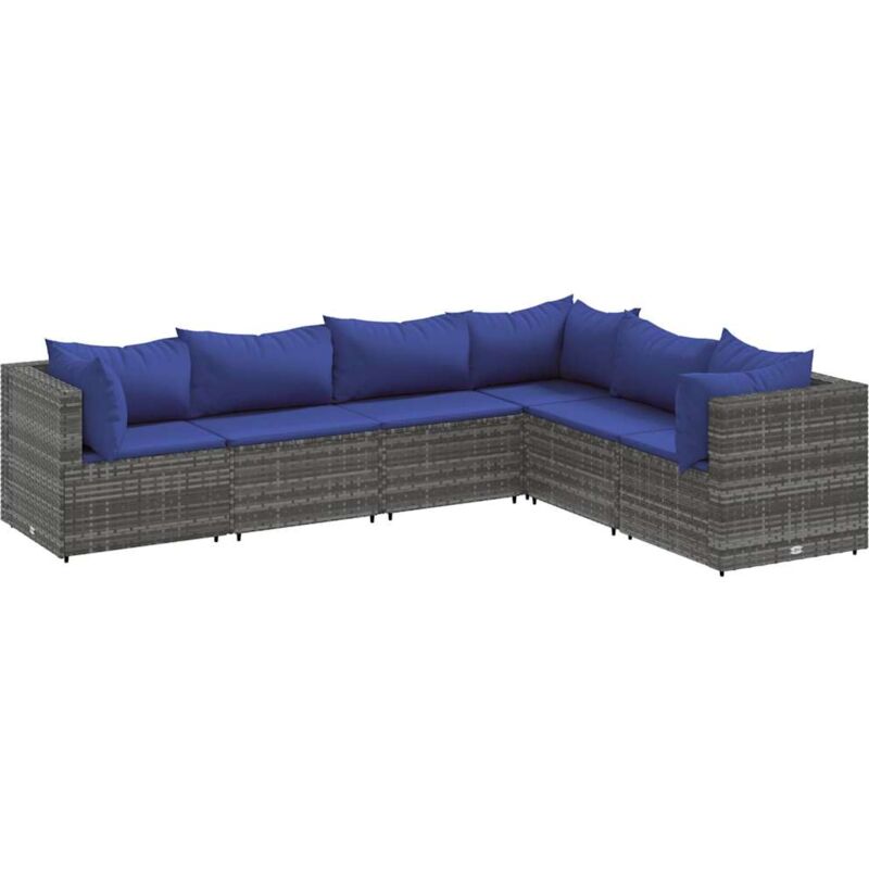 Vidaxl - Salon de jardin 6 pcs avec coussins Gris Résine tressée