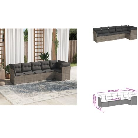 Salon de jardin 6 pcs avec coussins gris résine tressée - Salon De Jardin - Canapé Extérieur - Meuble De Jardin - Ensemble Salon De Jardin - Mobilier De Jardin