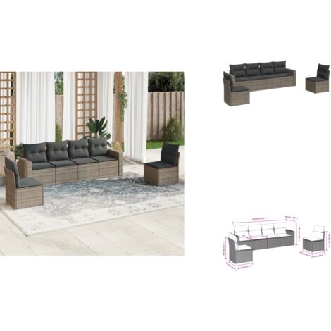 Salon de jardin 6 pcs avec coussins gris résine tressée - Salon De Jardin - Canapé Extérieur - Meuble De Jardin - Ensemble Salon De Jardin - Résine Tressée