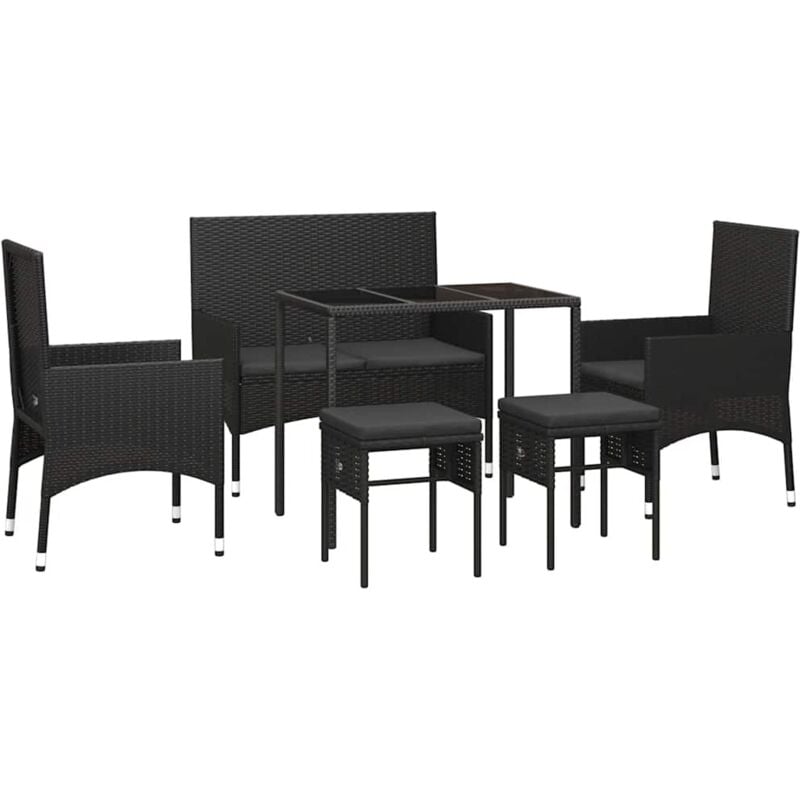 Vidaxl - Salon de jardin 6 pcs avec coussins Noir Résine tressée