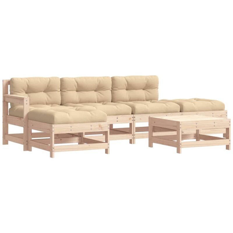 Vidaxl - Salon de jardin 6 pcs avec coussins bois massif