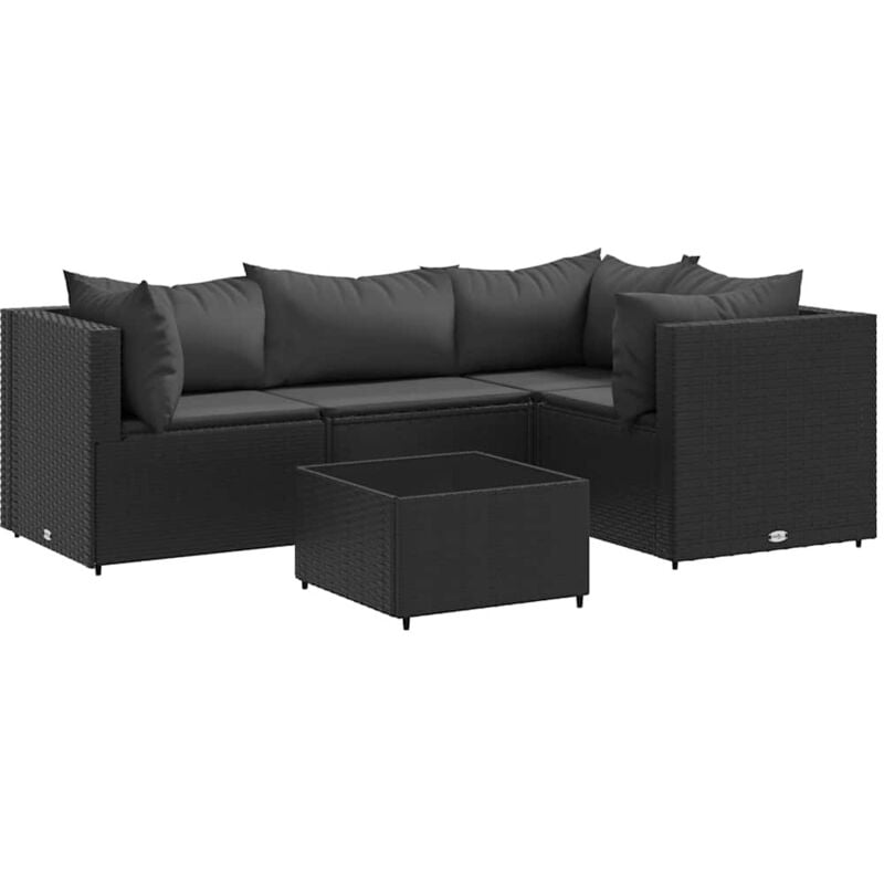 Vidaxl - Salon de jardin 5 pcs avec coussins Noir Résine tressée