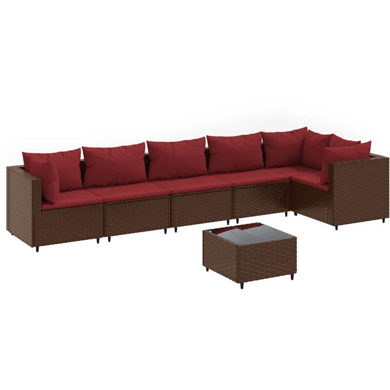 Vidaxl - Salon de jardin avec coussins 7 pcs marron résine tressée