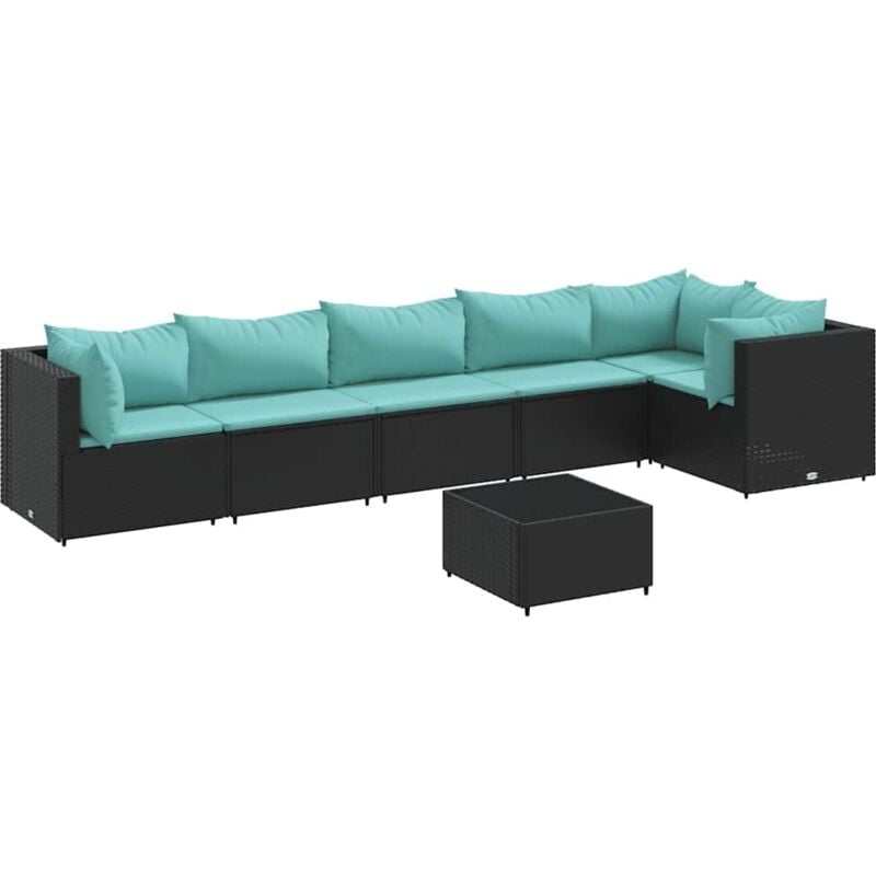 Vidaxl - Salon de jardin 7 pcs avec coussins Noir Résine tressée