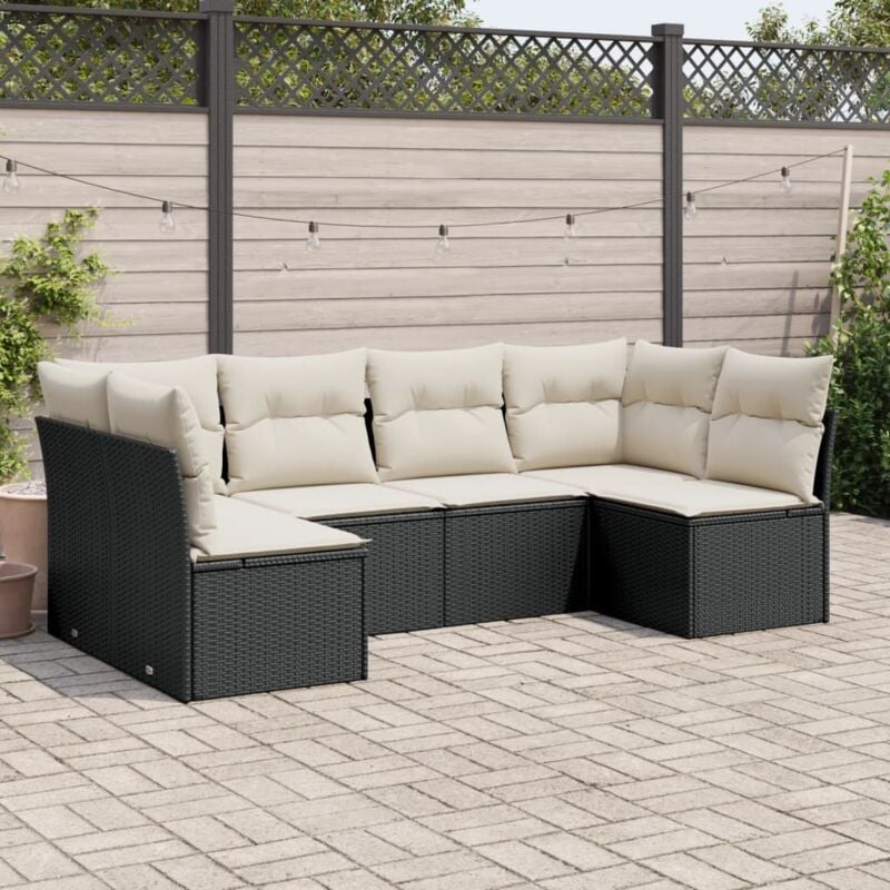 Vidaxl - Salon de jardin 6 pcs avec coussins noir résine tressée