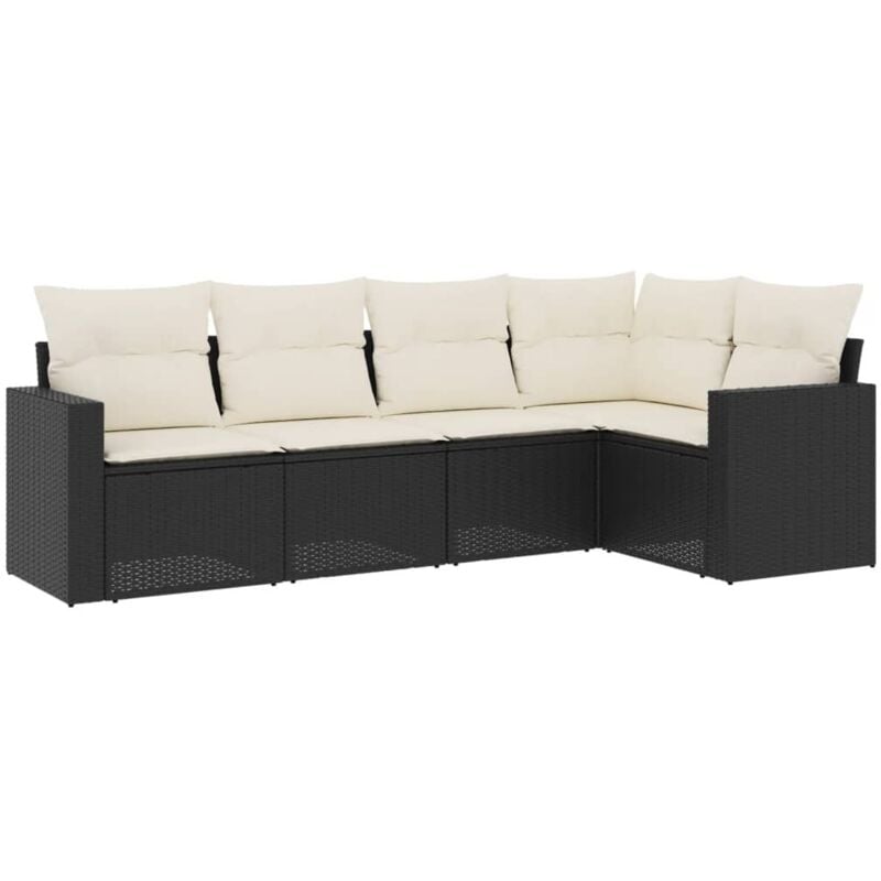 Vidaxl - Salon de jardin 5 pcs avec coussins noir résine tressée