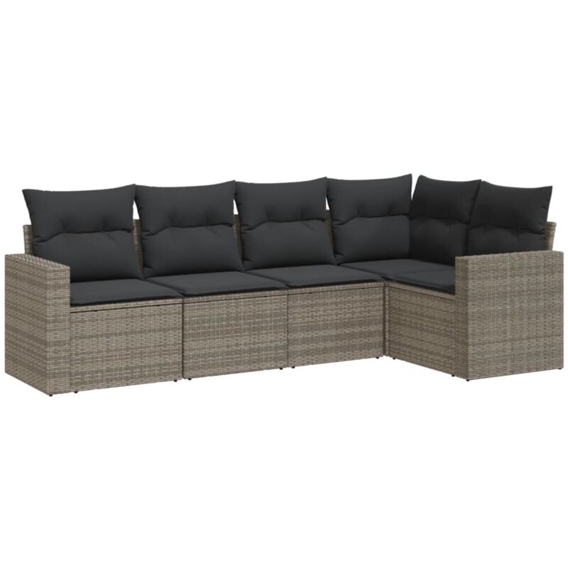 Vidaxl - Salon de jardin 5 pcs avec coussins gris résine tressée