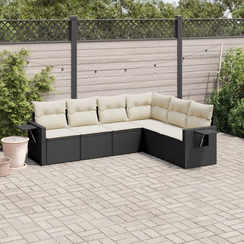 Vidaxl - Salon de jardin 6 pcs avec coussins noir résine tressée