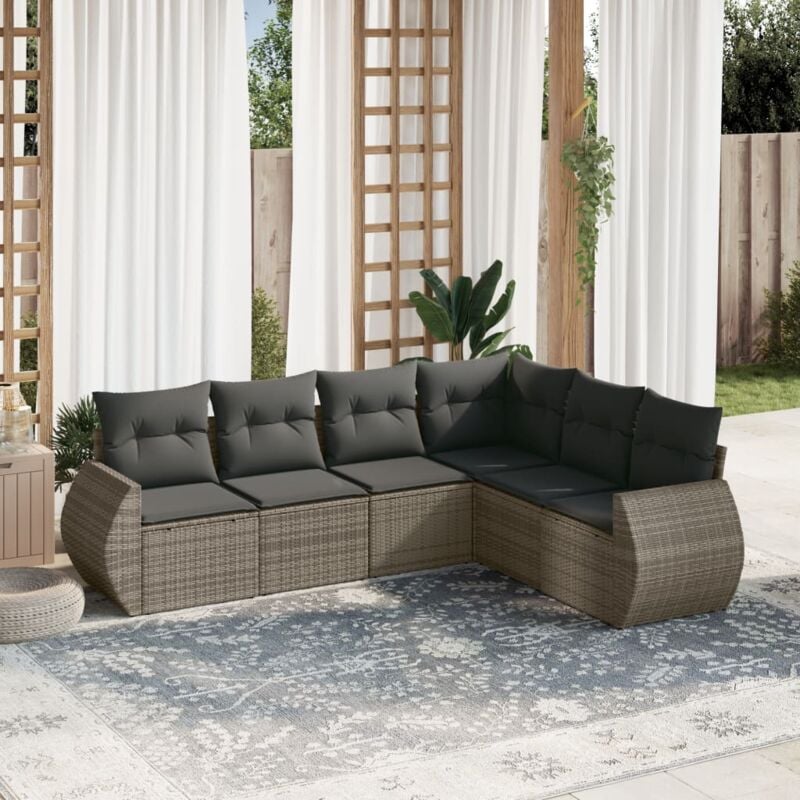Vidaxl - Salon de jardin 6 pcs avec coussins gris résine tressée