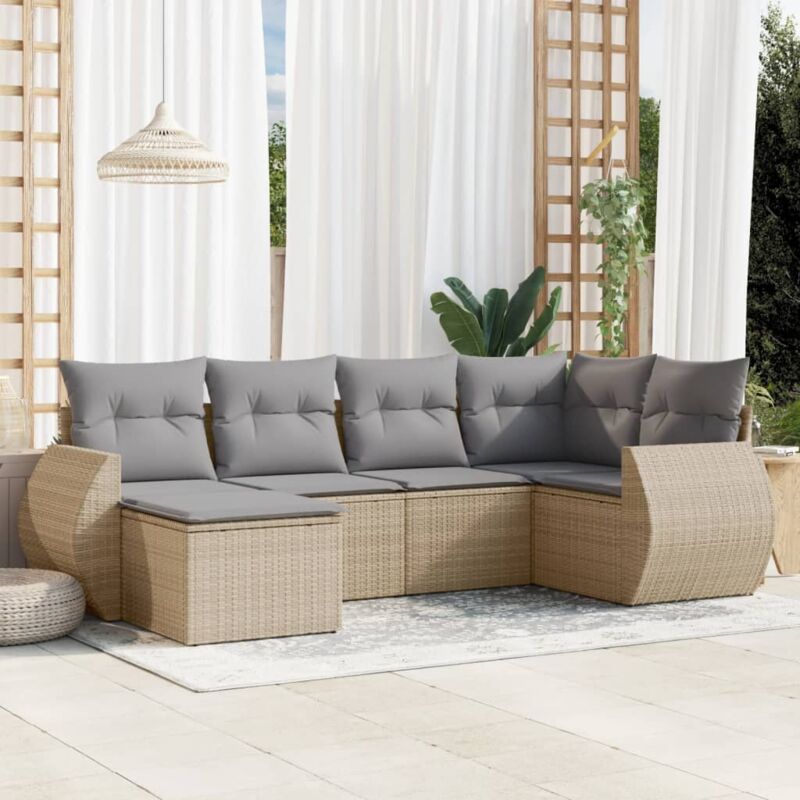 Vidaxl - Salon de jardin avec coussins 6 pcs beige résine tressée