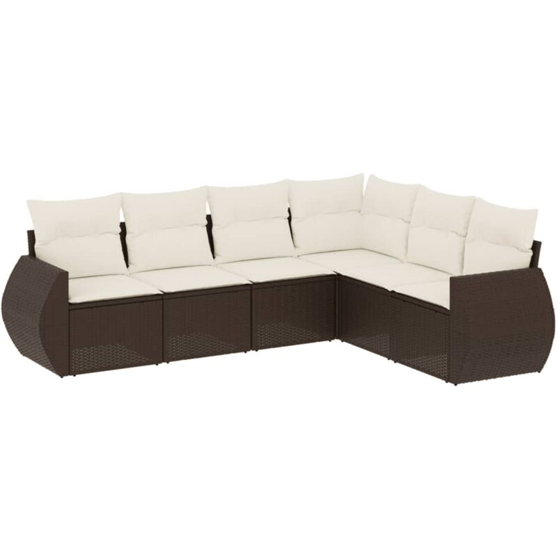 Vidaxl - Salon de jardin avec coussins 6 pcs marron résine tressée