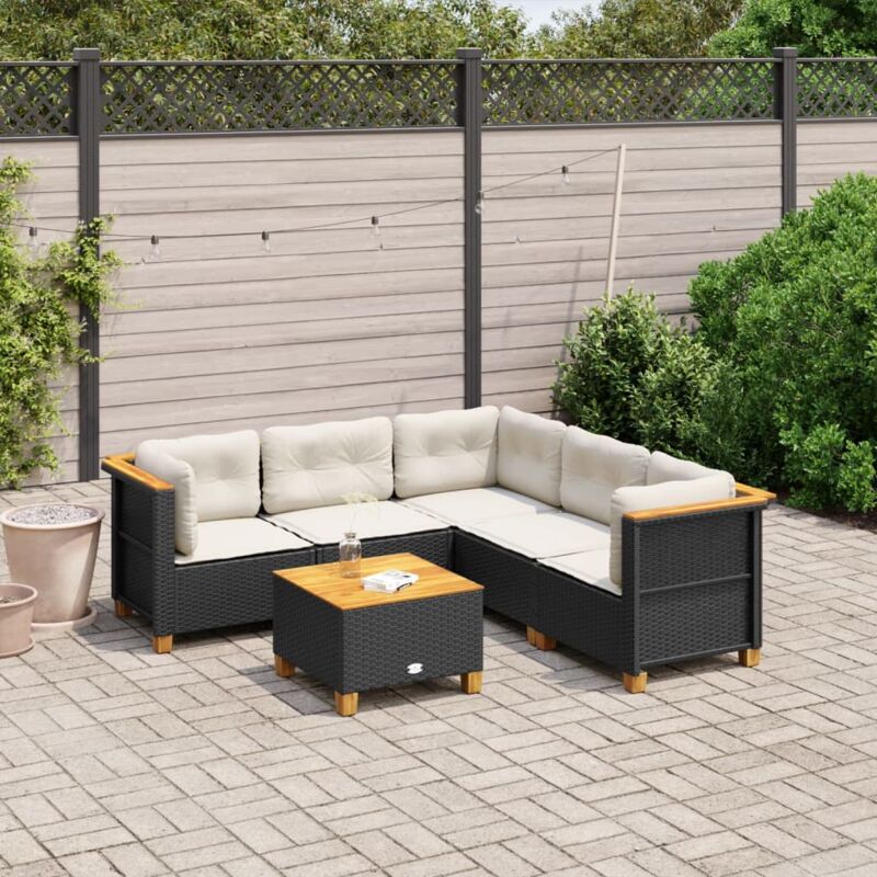 Vidaxl - Salon de jardin 6 pcs avec coussins noir résine tressée