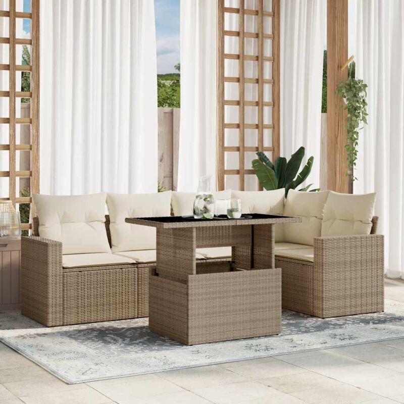 Vidaxl - Salon de jardin avec coussins 6 pcs beige résine tressée