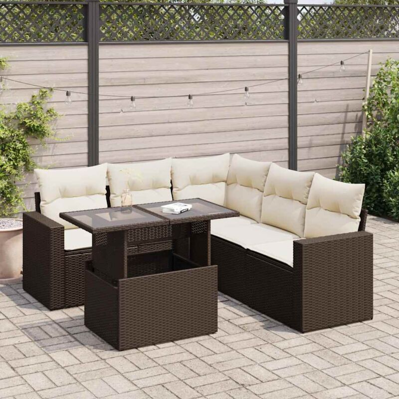 Vidaxl - Salon de jardin avec coussins 6 pcs marron résine tressée
