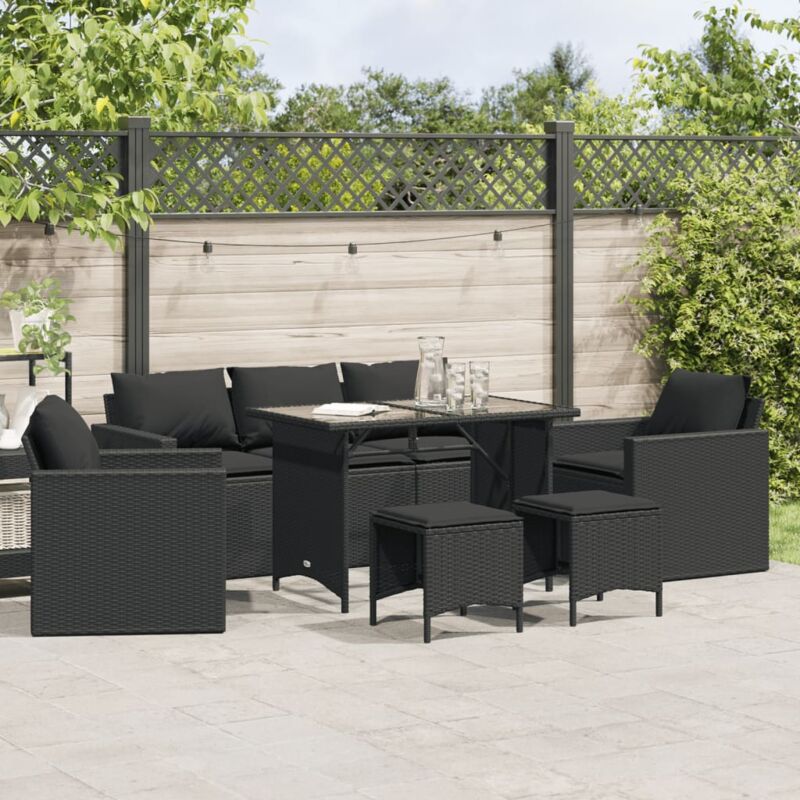 Vidaxl - Salon de jardin 6 pcs avec coussins noir résine tressée