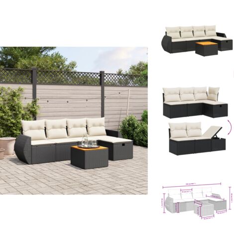 Salon de jardin 6 pcs avec coussins noir résine tressée - Ensemble Salon De Jardin - Mobilier De Jardin - Canapé Extérieur - Set De Jardin - Chaise Lounge