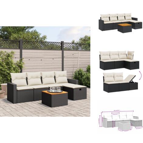 Salon de jardin 6 pcs avec coussins noir résine tressée - Ensemble Salon De Jardin - Mobilier De Jardin - Canapé Extérieur - Set De Jardin - Chaise Lounge