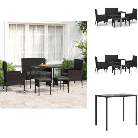 Salon de jardin 6 pcs avec coussins Noir Résine tressée - Ensemble Salon De Jardin - Mobilier De Jardin - Salon D'extérieur - Table En Résine Tressée - Chaises Pliantes