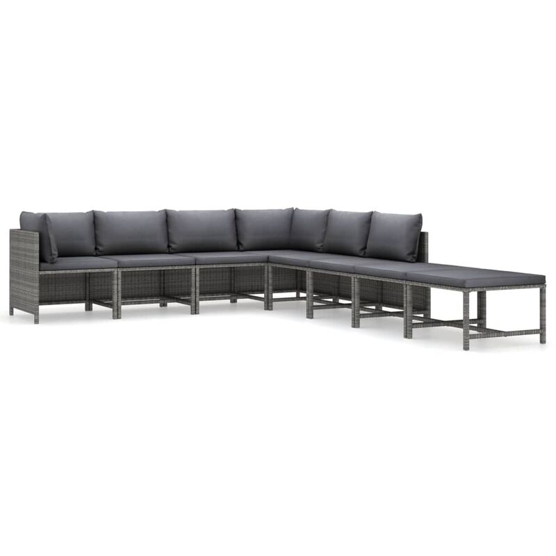 Vidaxl - Salon de jardin 8 pcs avec coussins Résine tressée Gris