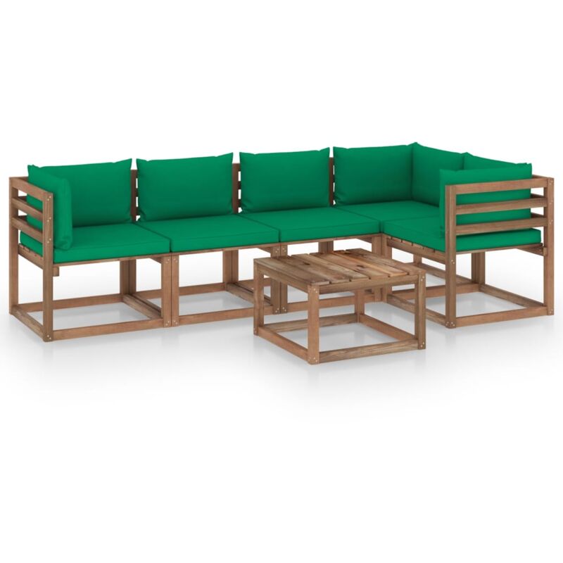 Salon palette de jardin 6 pcs et coussins Bois de pin impreg