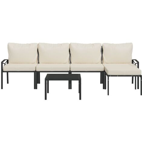 Salon de jardin 6 pcs avec coussins sable acier vidaXL
