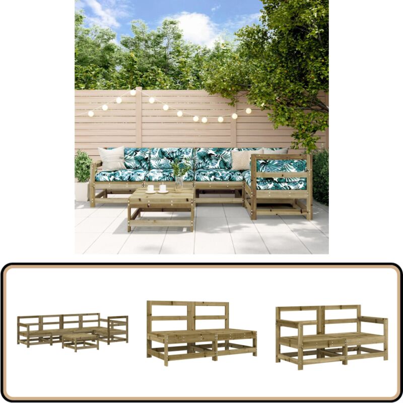Salon de jardin 6 pcs bois de pin imprégné - Salon De Jardin - Mobilier De Jardin - Ensemble De Salon - Meubles De Jardin - Bois Traité