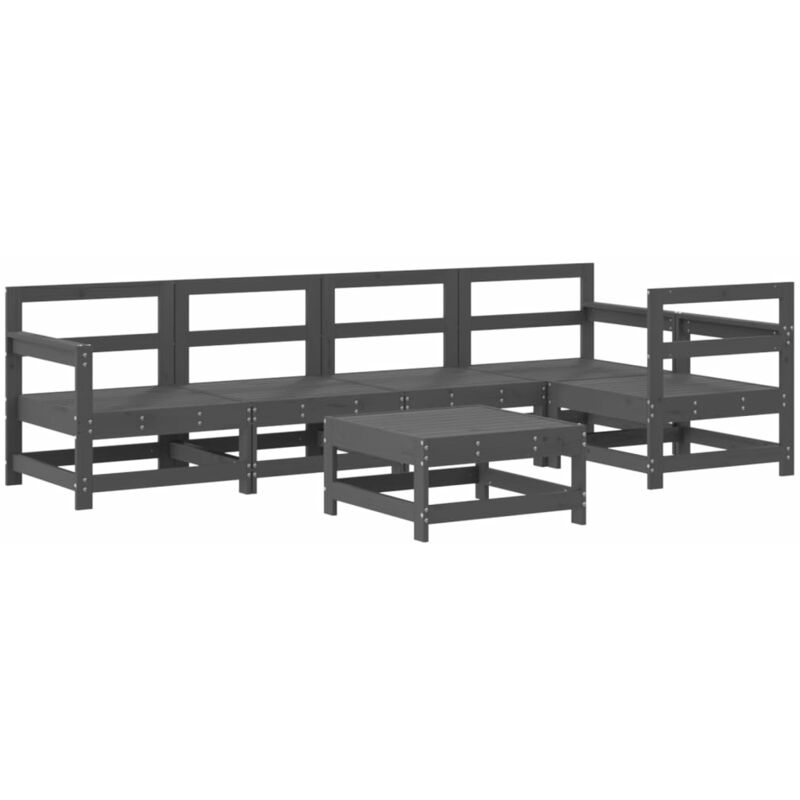 Salon de jardin 6 pcs Gris Bois de pin massif vidaXL