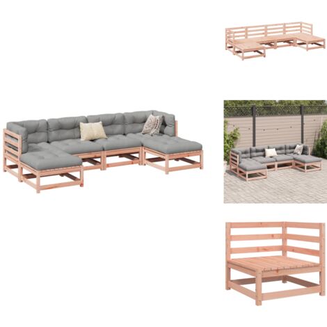 Salon de jardin 6 pcs bois massif sapin de douglas - Ensemble Salon De Jardin - Mobilier Extérieur - Canapé D'angle - Chaise Longue - Table Basse