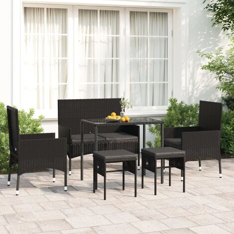 Salon de jardin 6 pcs - Canapé de jardin - Ensembles de Meubles d'exterieur - avec coussins Noir Résine tressée Chic-668645