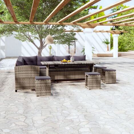 Salon de jardin 6 pcs - Canapé de jardin - Ensembles de Meubles d'exterieur - avec coussins Résine tressée Gris Chic-152356