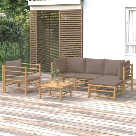 Salon de jardin 6 pcs - Canapé de jardin - Ensembles de Meubles d'exterieur - avec coussins taupe bambou Chic-126219